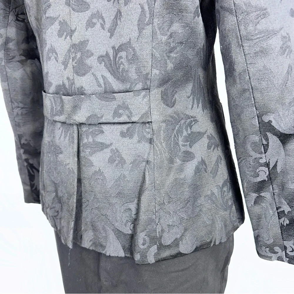 Coldwater Creek Black On Black‎ Jacquard Blazer Sz 8 Jacket Floral Chic Office